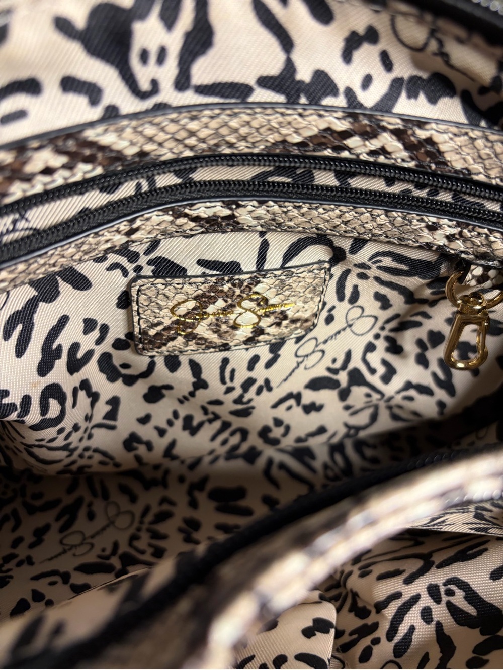 Jessica Simpson Beige & Brown Snake-Print Chain-Handle Shoulder Bag - Picture 4 of 5